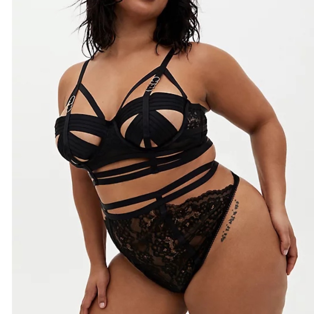 Torrid Black Cage Cut-Out Bralette and Thong Set